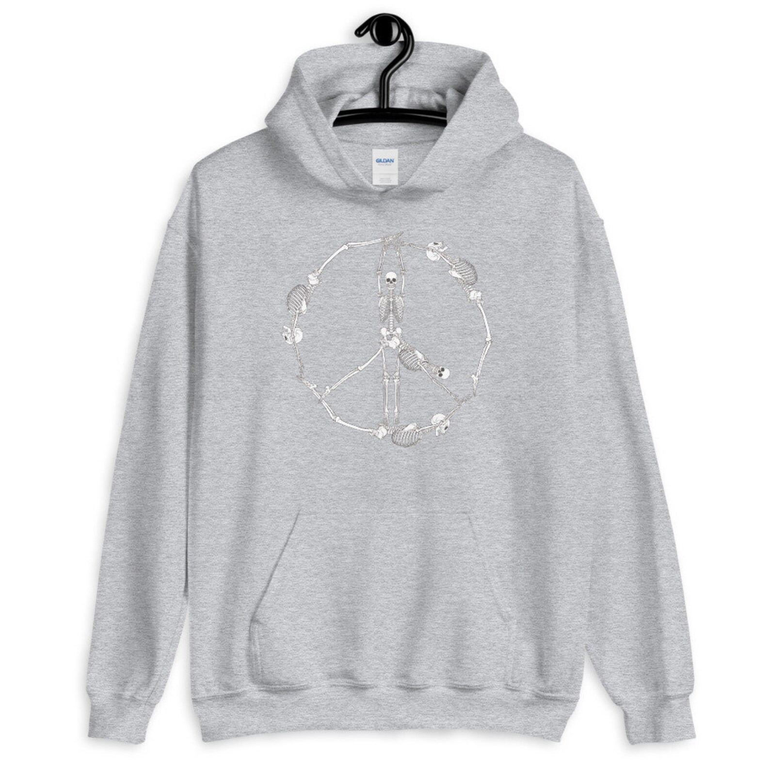 Peace sign skeleton hand hoodie Clearance