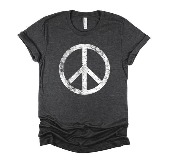 Vintage Peace Sign White Distressed T-Shirt Vintage Peace Sign White Distressed T-Shirt