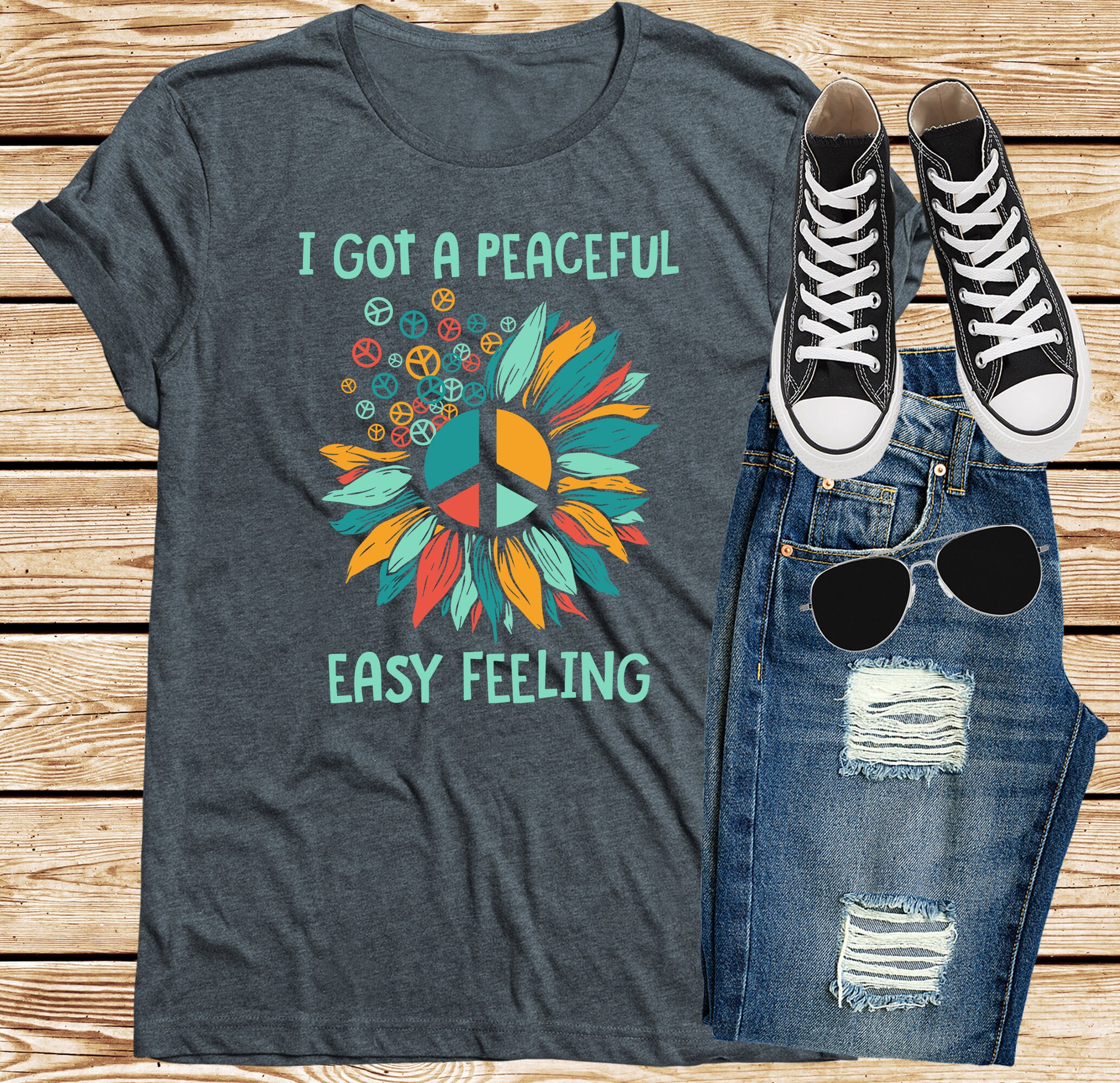 Sunflower Peace Sign Tshirt Hippie Flower Shirt I Got A Etsy