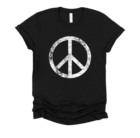Vintage Peace Sign White Distressed T-Shirt Vintage Peace Sign White Distressed T-Shirt