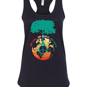 Women&#39;s World Peace Tree Love People Peace Sign Earth Day Gift Racerback Tank