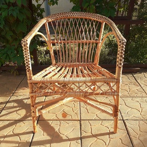 Rattan chair Adult Wicker chair vintage porch Lounge Arm chair Balcony Sunroom Patio Armchair outdoor wicker furniture rattan furniture