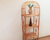 56 inch tall handmade rattan shelf wicker shelf ETAGERE planter arched top bookcase wicker furniture rattan furniture kitchen shelving unit