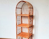 56 69 inch tall shelf, rattan shelf, wicker shelf, ETAGERE planter arched top bookcase wicker furniture, rattan furniture shelving unit