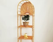 56 inch tall handmade rattan shelf wicker shelf ETAGERE planter arched top bookcase wicker furniture rattan furniture kitchen shelving unit