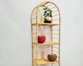 56 inch tall handmade rattan shelf wicker shelf ETAGERE planter arched top bookcase wicker furniture rattan furniture kitchen shelving unit