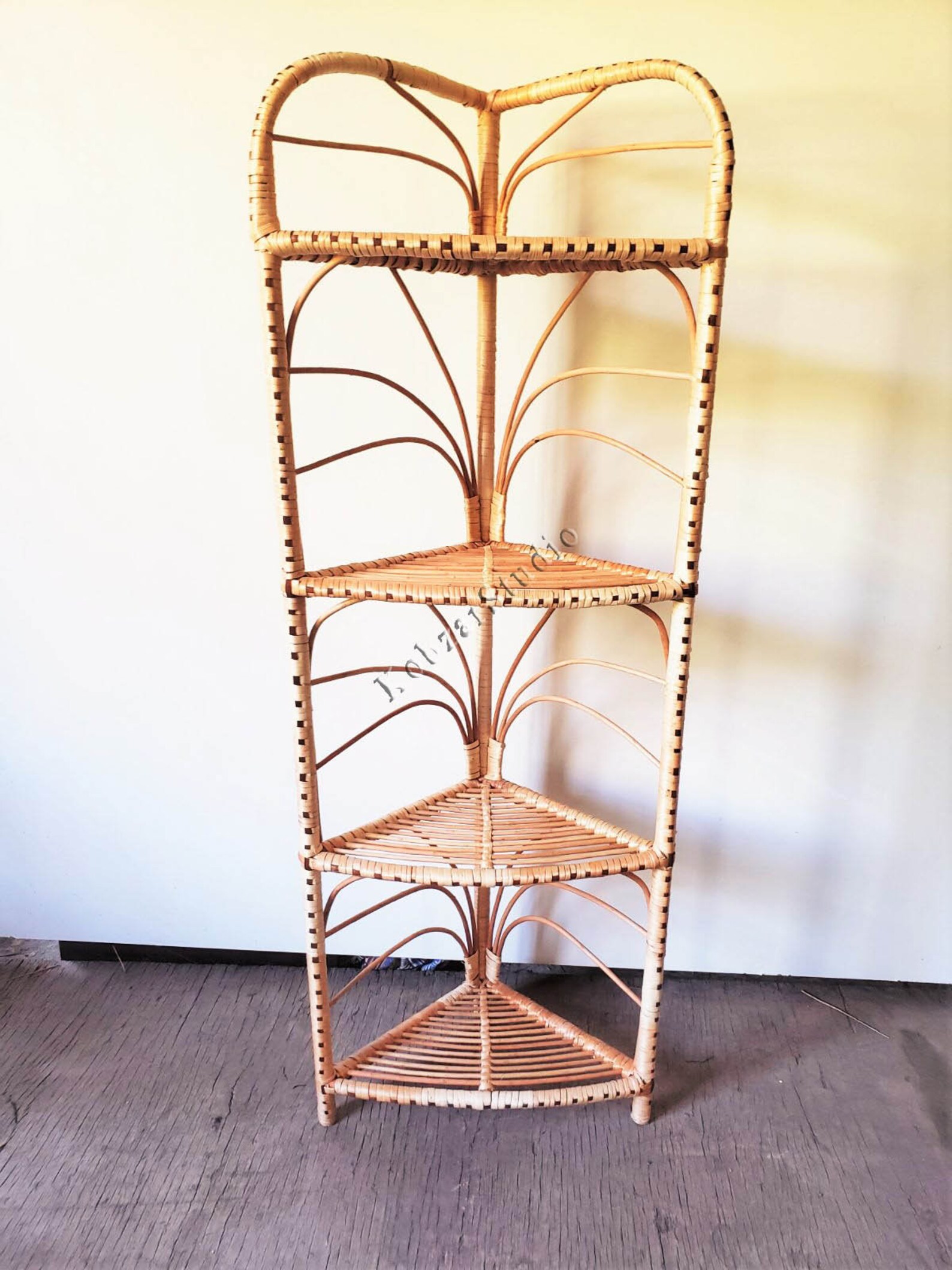 52 inch tall handmade rattan shelf wicker shelf ETAGERE Etsy