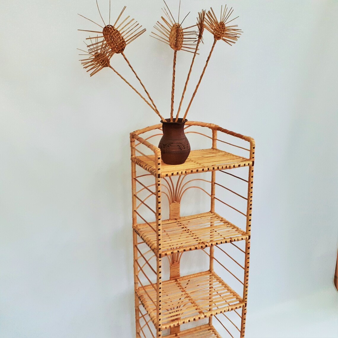 50 Inch Tall Handmade Shelf Rattan Wicker ETAGERE Planter Etsy
