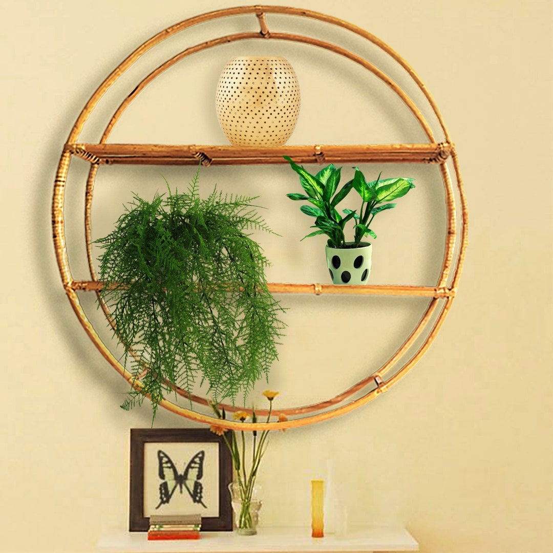 36 Round Shelf, Wicker Round Shelf, Rattan Round Shelf, Rattan