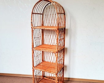56”/ 69” tall handmade rattan shelf, wicker shelf, planter, arch  bookcase, wicker furniture rattan furniture, shelving unit