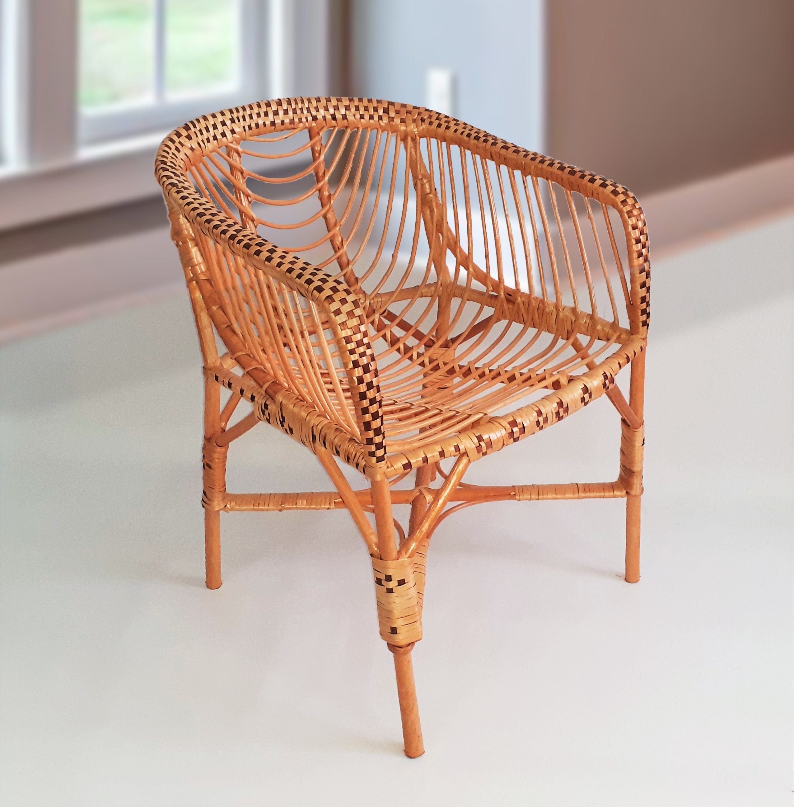Rattan Chair Adult Wicker Chair Vintage Porch Lounge Arm Chair Balcony Sunroom Patio Armchair Outdoor Wicker Furniture Rattan Furniture Etsy