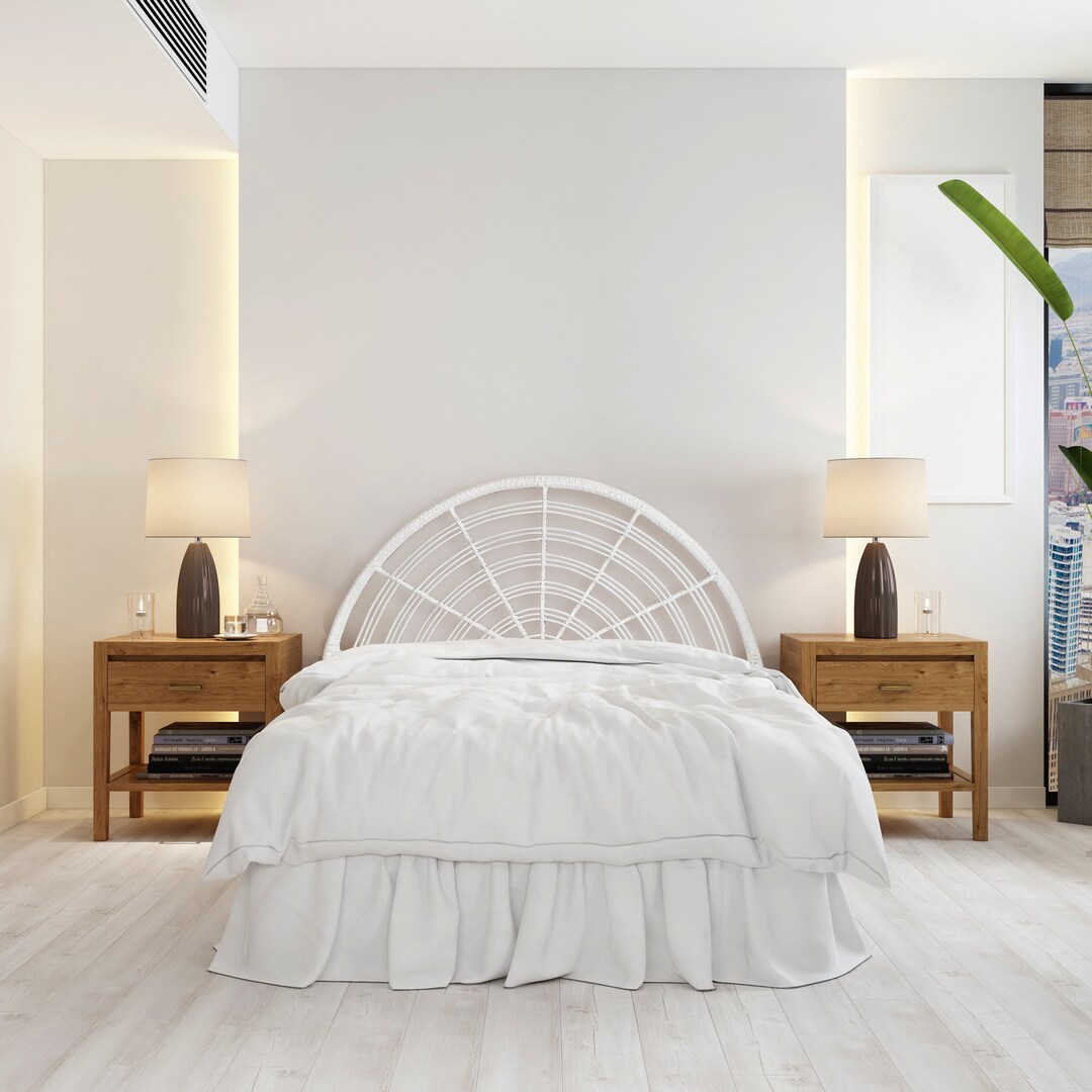 Rattan White Bedhead Rattan Headboard Wood Headboard Rattan Etsy