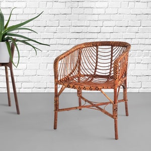 Rattan Stuhl Erwachsene Korbstuhl Vintage Veranda Lounge Sessel Balkon