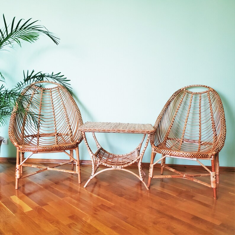 Coffee Table Rattan Table Side Table End Table Wicker Etsy