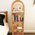 56”/ 69” tall handmade rattan shelf, wicker shelf, planter, arch  bookcase, wicker furniture rattan furniture, shelving unit