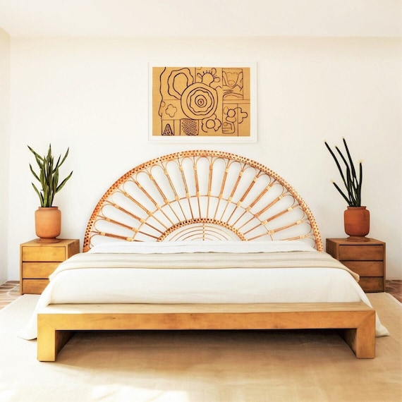 Rattan Headboard Headboard Wood Rattan Furniture Headboard Double Headboard Queen Headboard King Headboard Full Wicker Furniture Etsy
