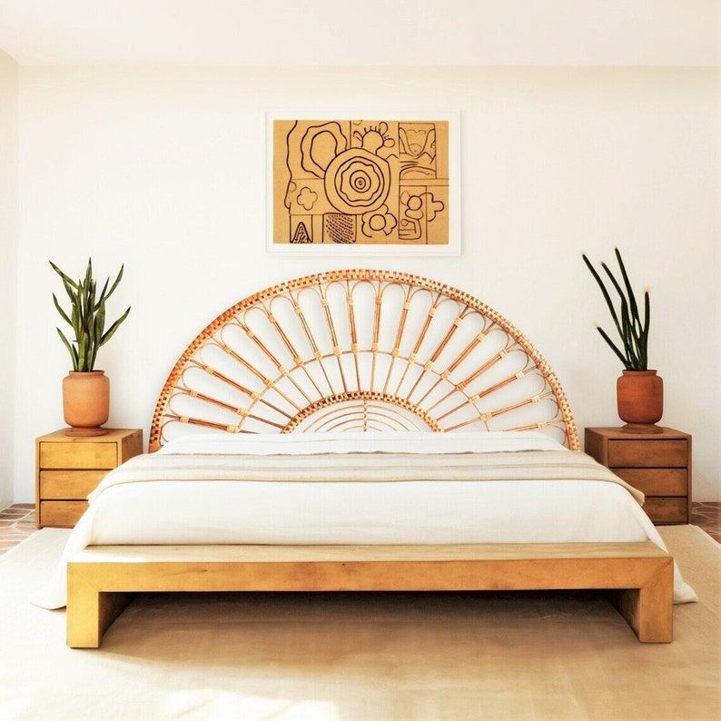 Rattan headboard, headboard wood, rattan furniture, headboard double, headboard queen, headboard king, headboard full, wicker furniture image 1