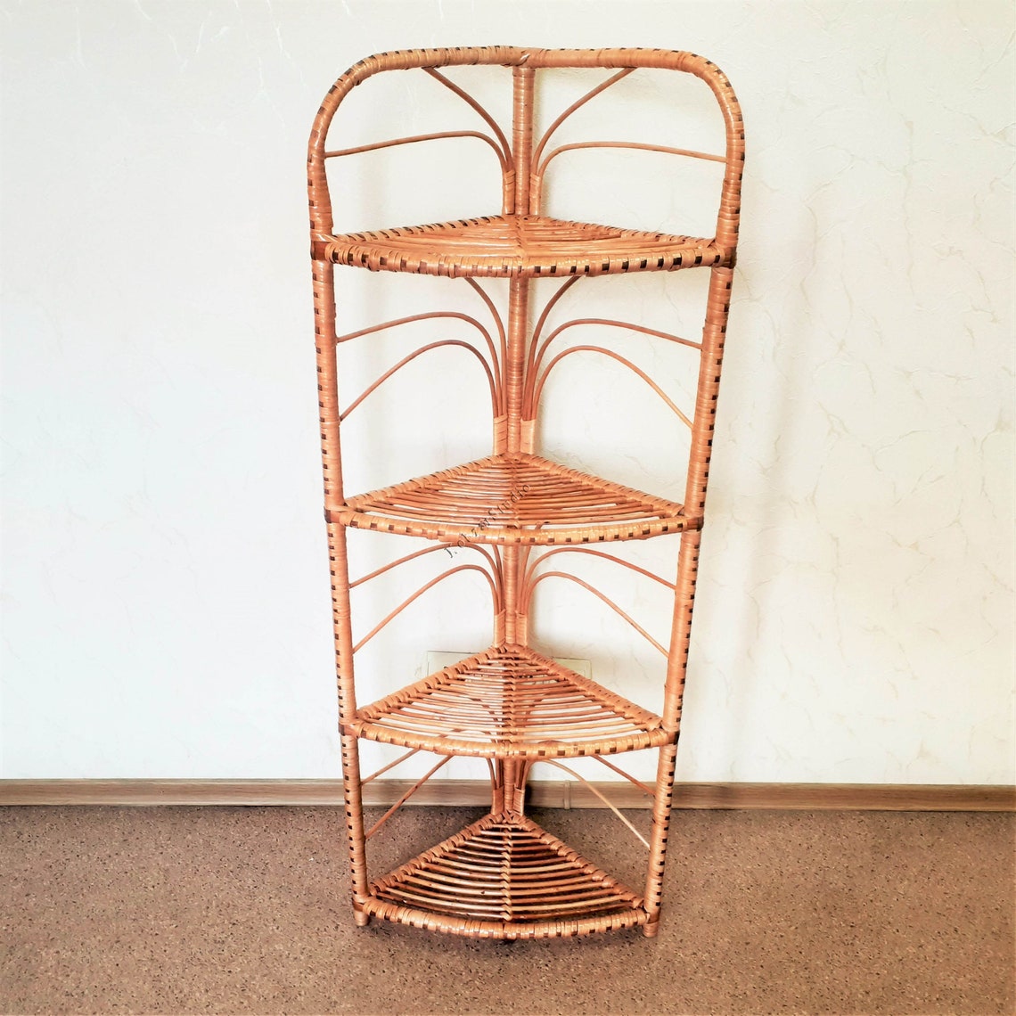 52 inch tall handmade rattan shelf wicker shelf ETAGERE Etsy