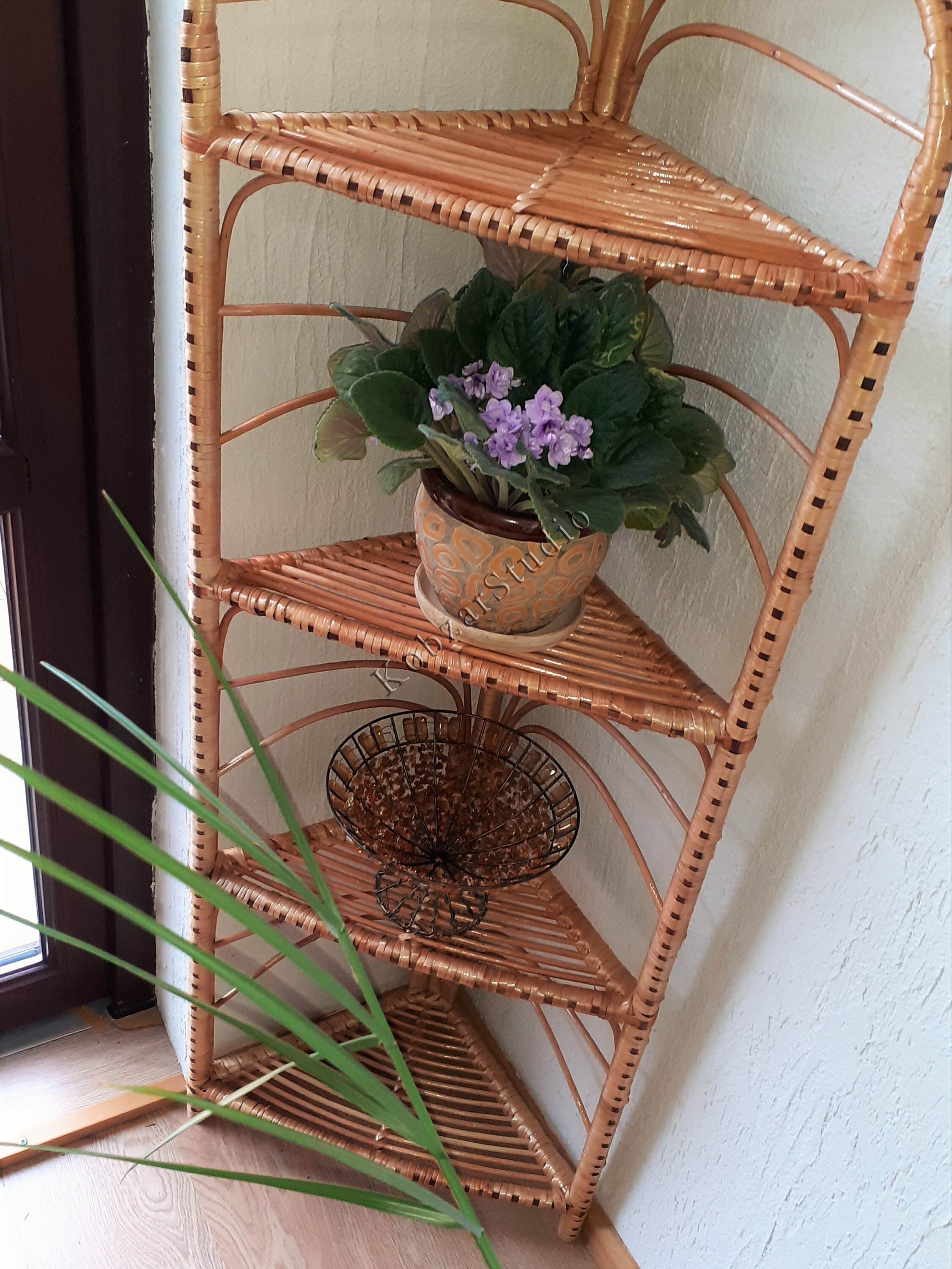 52 inch tall handmade rattan shelf wicker shelf ETAGERE Etsy