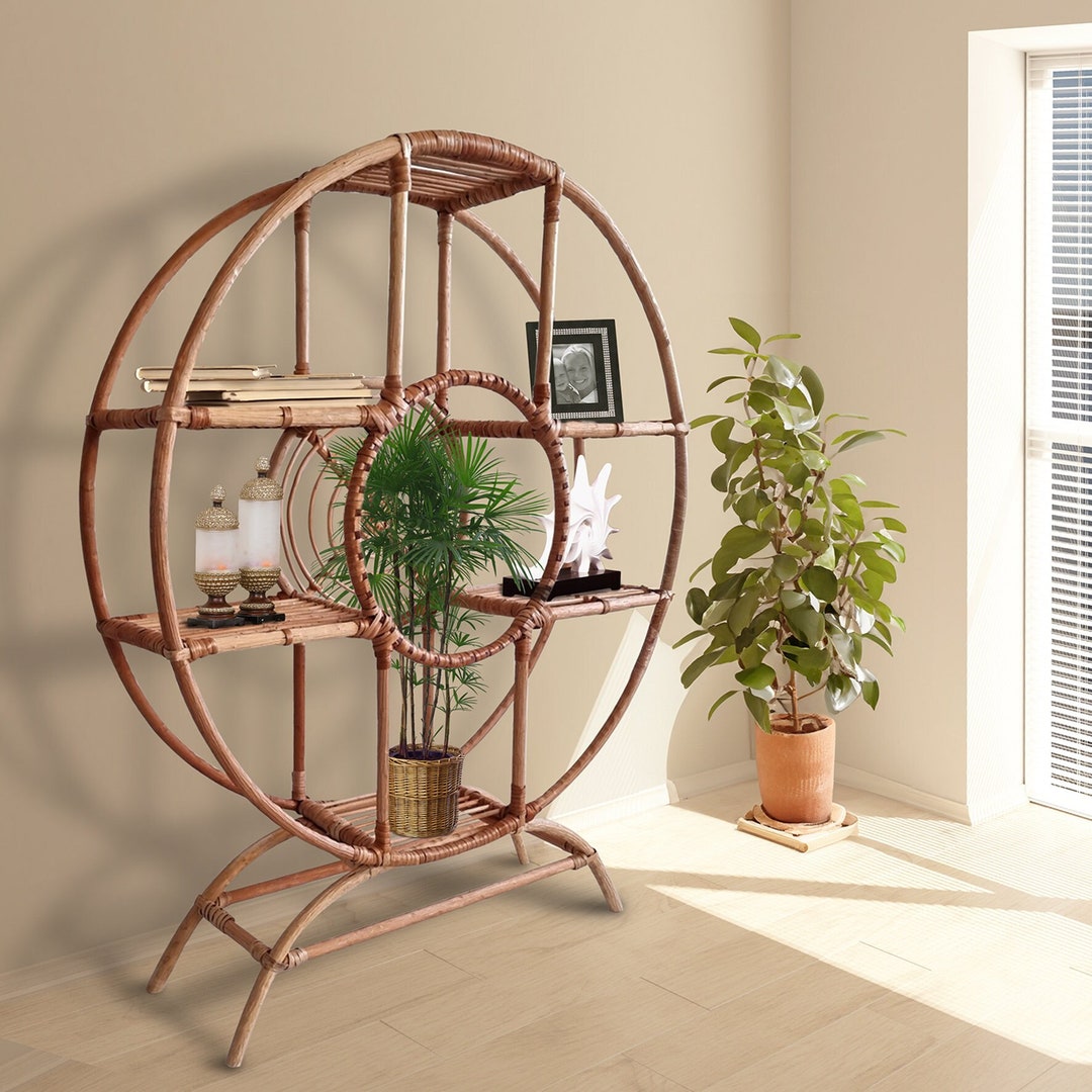 □ RETRO / ラタン材・60' / Round Shelf □ 棚・ラック・シェルフ