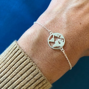 925 Sterling Silver World Map Globe Travel Bracelet - 100% van de opbrengst gedoneerd aan een goed doel
