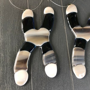 Fused Stained Glass DNA X or Y Matching Ornaments