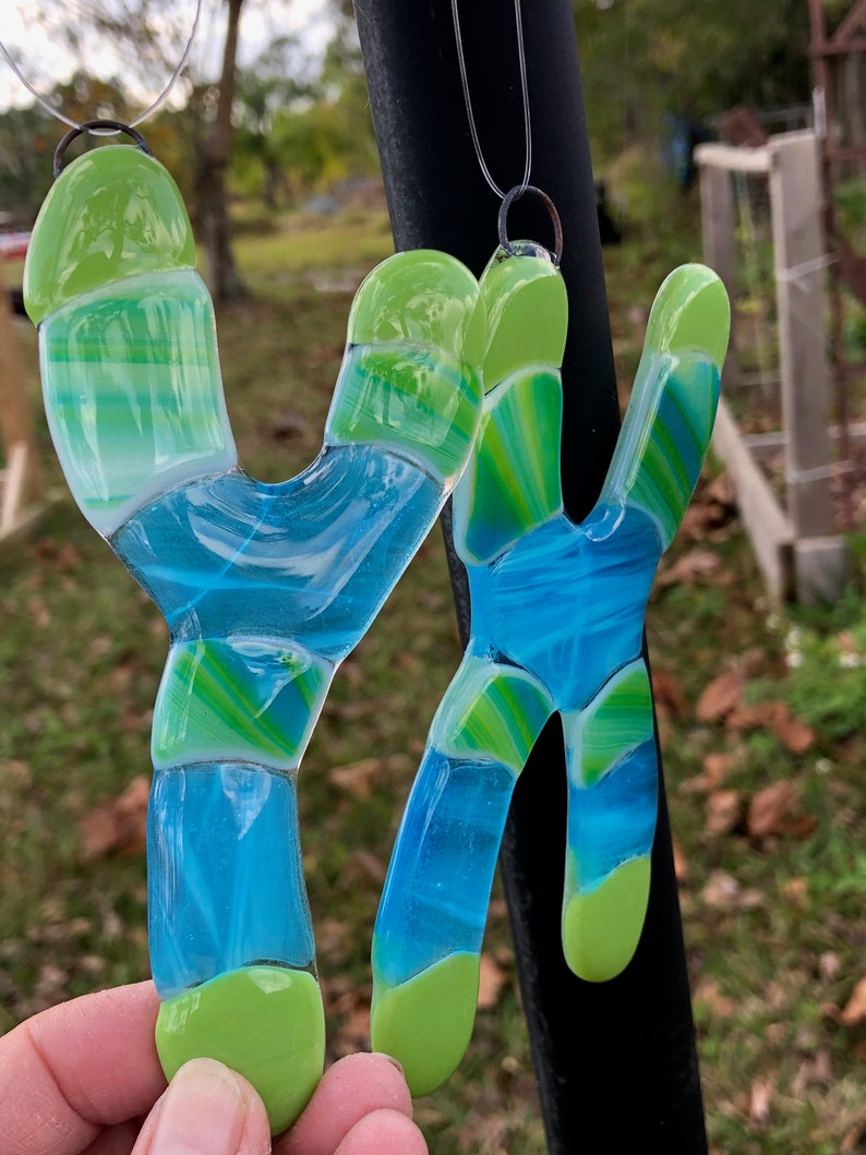 Fused Stained Glass DNA X or Y Matching Ornaments