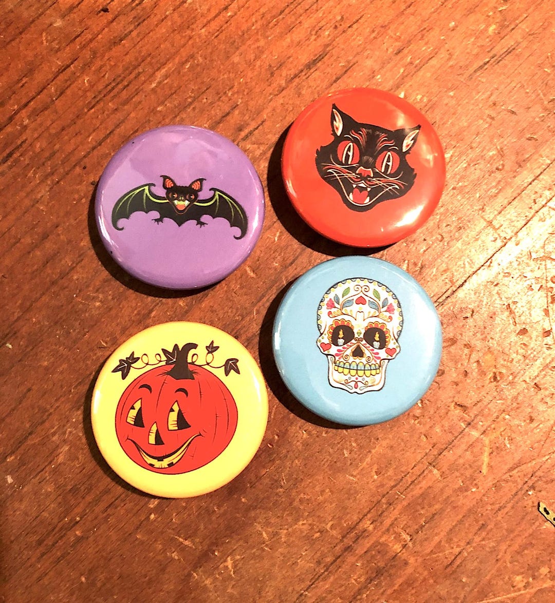 Vintage Style Halloween Buttons & Magnets 1.25" Set or Single - Etsy