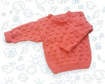 Newborn sweater, Infant outfit, Warm baby jumper, All seasons child clothing, Hand knit