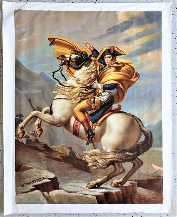 La Pastiche Napoleon Crossing The Alps, 1801 Jacques-louis David Framed  23.5-in H x 27.5-in W People Canvas Hand-painted Painting at