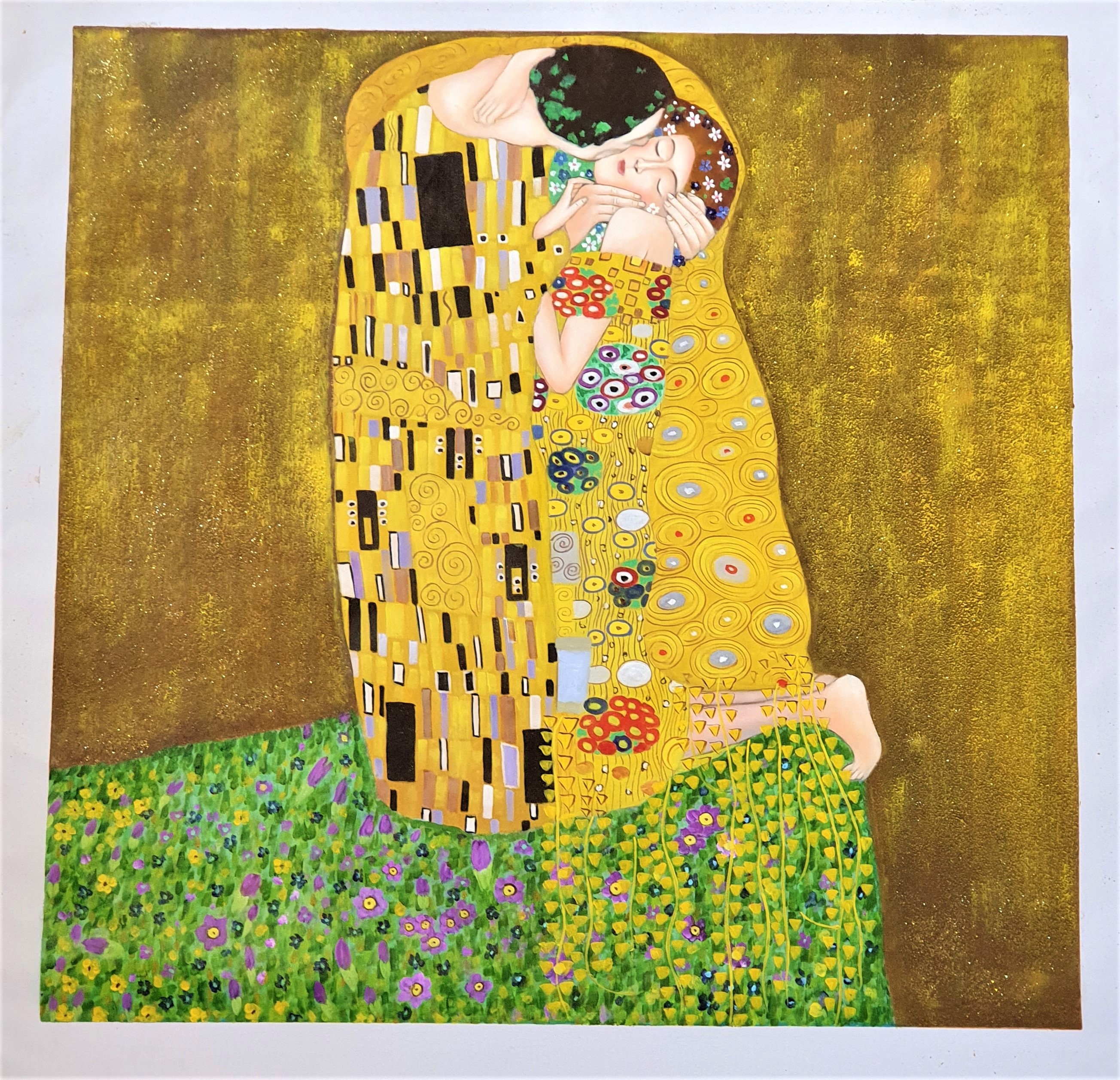 The Kiss by Gustav Klimt, Reproduction of Oil Painting on Canvas