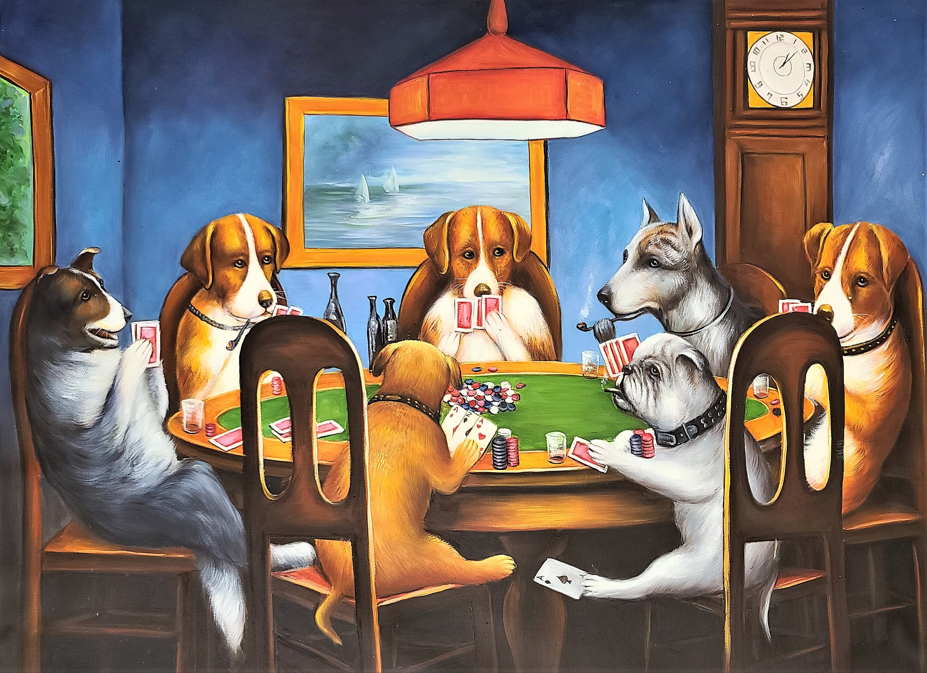 A Friend in Need,dogs Playing Poker by Cassius Coolidge Oil Painting on