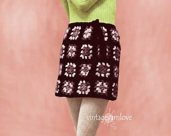 Crochet woman skirt pattern. Vintage crochet pattern. Woman crochet skirt pattern. PDF crochet pattern. Granny square crochet pattern.