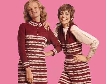 Vintage knitting pattern. Woman knitting dress pattern. PDF knitting pattern. Knitting pattern. Vintage knitting pattern pdf.