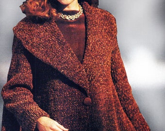 Knitting coat pattern. Vintage knitting pattern. Woman knitting coat pattern. PDF knitting pattern.
