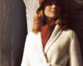 Knitting coat pattern. Vintage knitting pattern. Woman knitting coat pattern. PDF pattern. Woman knit coat pattern.