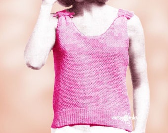 Knitting top pattern. Vintage knitting pattern.PDF knitting pattern. Vintage pattern pdf. Woman summer knitting top pattern.