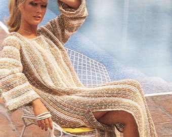 Patrón túnica de mujer a crochet. Patrón de ganchillo antiguo. Patrón de crochet en PDF. Patrón vestido crochet mujer Patrón ropa de playa crochet