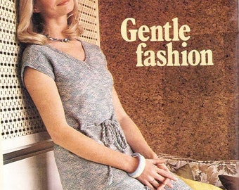 Knitting dress pattern. Vintage knitting dress pattern. PDF pattern. Woman knitting dress pattern .