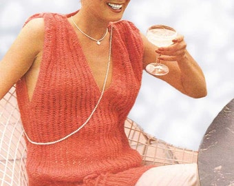 Knitting woman tunic pattern. Vintage knitting pattern. PDF knitting pattern. Woman knitting tunic pattern.