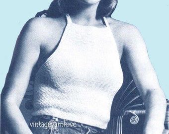Knitting top pattern. Vintage knitting pattern.PDF knitting pattern. Vintage pattern pdf. Woman knitting top pattern. Crop top knit pattern.