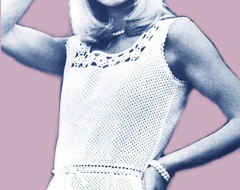 Crochet woman tunic pattern. Vintage crochet pattern. PDF crochet pattern. Woman Crochet dress pattern. Beach tunic crochet pattern.
