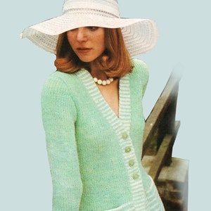 Knitting jacket pattern. Vintage knitting pattern. Woman knitting jacket pattern. PDF pattern.