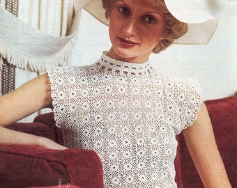 Damen Spitzen Top Häkelanleitung Vintage Häkelanleitung PDF Häkelanleitung Häkeltop Muster