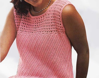 Crochet woman summer top pattern. Vintage crochet pattern. PDF crochet pattern. Woman Crochet top pattern.