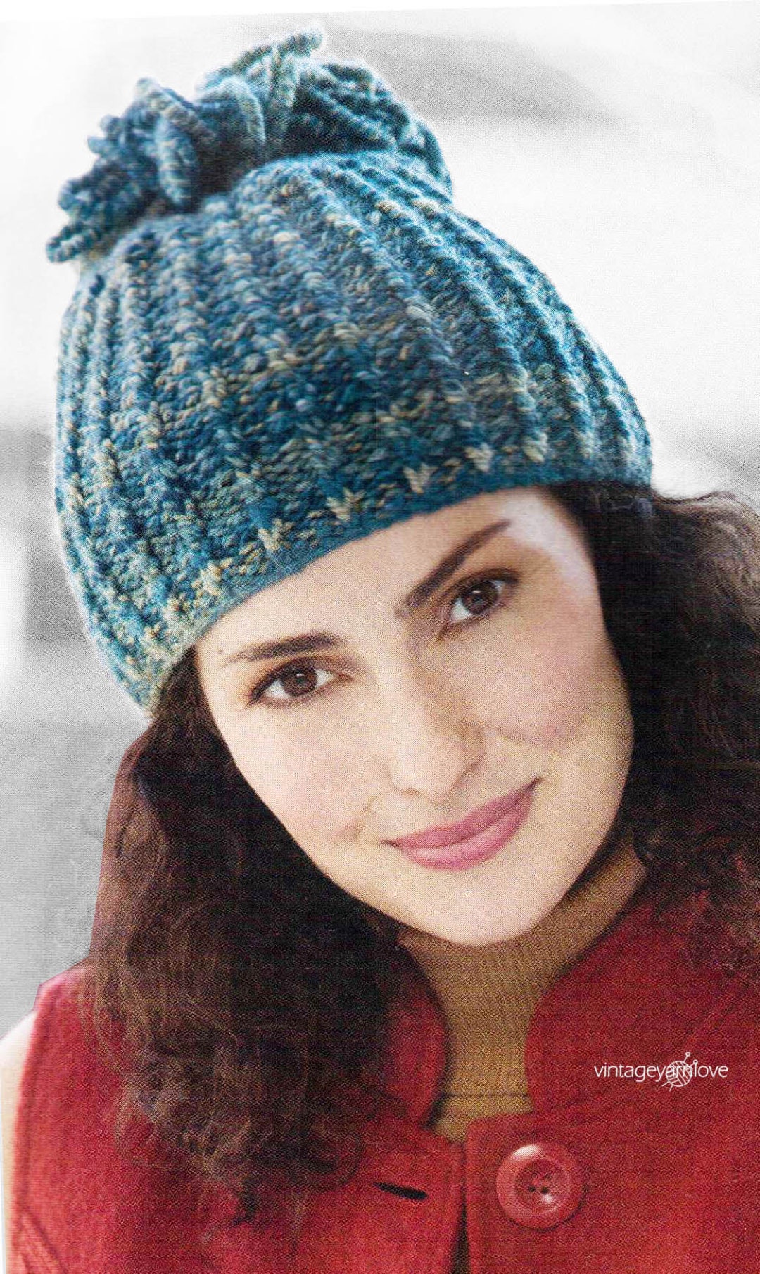 Knitting Loopy Hat Pattern. Woman Knitting Hat Pattern. Vintage Hat ...