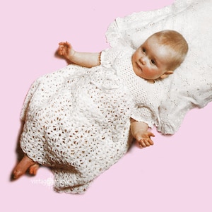 Baby girl crochet dress pattern. Vintage crochet pattern. PDF pattern crochet. Crochet dress pattern. Christening dress crochet pattern.