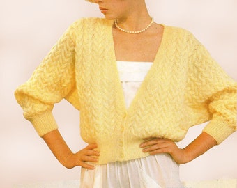 Ladies cardigan knit pattern. Vintage knitting pattern. Cabel cardigan knit pattern. Knitting pattern PDF