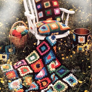 Iconic 70s Granny Square Afghan Crochet Pattern & 16