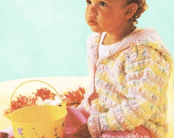 Patrón de suéter con capucha para bebé en crochet. Patrón de ganchillo antiguo. Patrón PDF de crochet. Patrón de sudadera con capucha de crochet. Patrón de crochet para bebé.